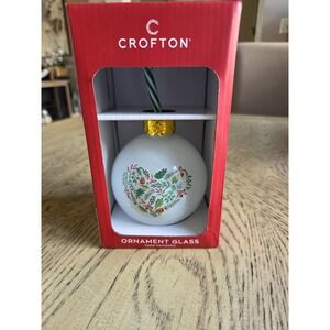 Crofton Ornament Sipper Glass Holiday Cheer Drink Cup w/Straw 13.5 oz Boxed New